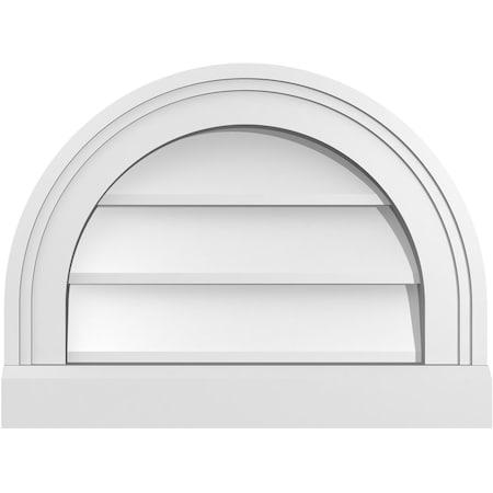 Ekena Millwork Round Top Surface Mount PVC Gable Vent w/ 2"W x 2"P Brickmould Sill Frame, 16"W x 12"H GVPRT16X1203SN